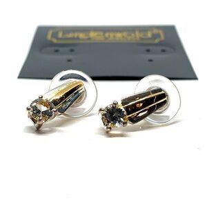 New Vintage signed Lindenwold silver plate gold filled cz drop earrings